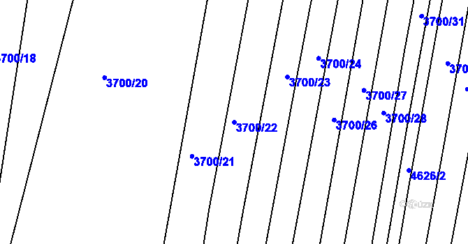 Parcela st. 3700/22 v KÚ Hluk, Katastrální mapa