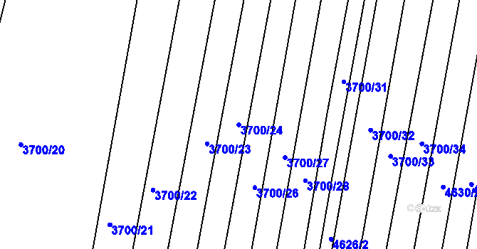 Parcela st. 3700/24 v KÚ Hluk, Katastrální mapa