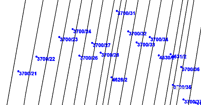 Parcela st. 3700/28 v KÚ Hluk, Katastrální mapa