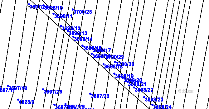 Parcela st. 3700/29 v KÚ Hluk, Katastrální mapa