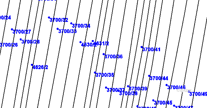 Parcela st. 3700/36 v KÚ Hluk, Katastrální mapa