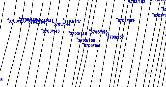 Parcela st. 3703/151 v KÚ Hluk, Katastrální mapa