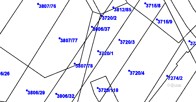 Parcela st. 3720/1 v KÚ Hluk, Katastrální mapa
