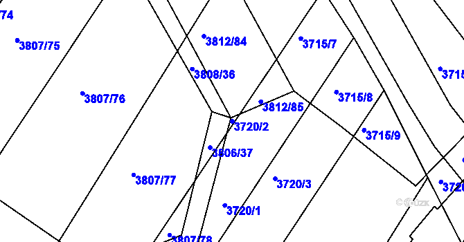 Parcela st. 3720/2 v KÚ Hluk, Katastrální mapa