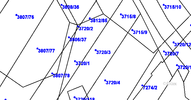 Parcela st. 3720/3 v KÚ Hluk, Katastrální mapa