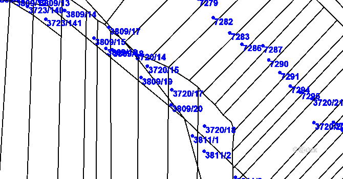 Parcela st. 3720/17 v KÚ Hluk, Katastrální mapa