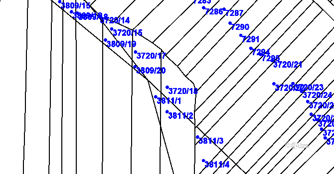 Parcela st. 3720/18 v KÚ Hluk, Katastrální mapa