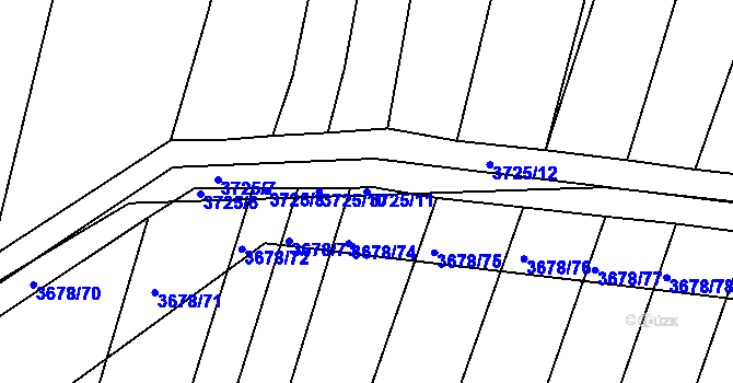 Parcela st. 3725/11 v KÚ Hluk, Katastrální mapa