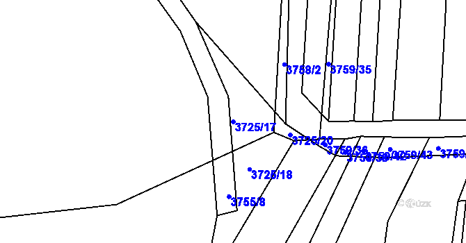 Parcela st. 3725/17 v KÚ Hluk, Katastrální mapa
