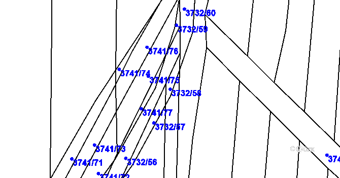 Parcela st. 3732/58 v KÚ Hluk, Katastrální mapa