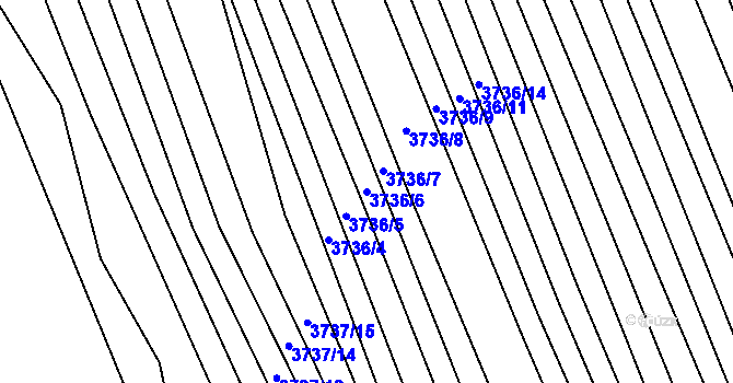 Parcela st. 3736/6 v KÚ Hluk, Katastrální mapa