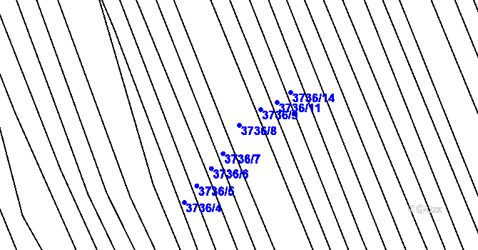Parcela st. 3736/8 v KÚ Hluk, Katastrální mapa