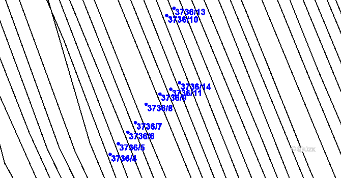 Parcela st. 3736/11 v KÚ Hluk, Katastrální mapa