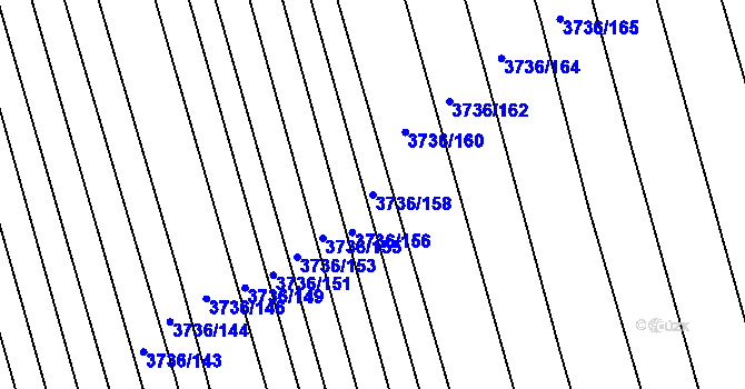 Parcela st. 3736/158 v KÚ Hluk, Katastrální mapa