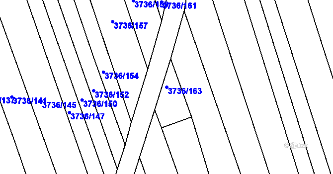 Parcela st. 3736/163 v KÚ Hluk, Katastrální mapa