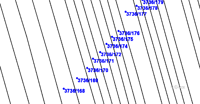 Parcela st. 3736/172 v KÚ Hluk, Katastrální mapa