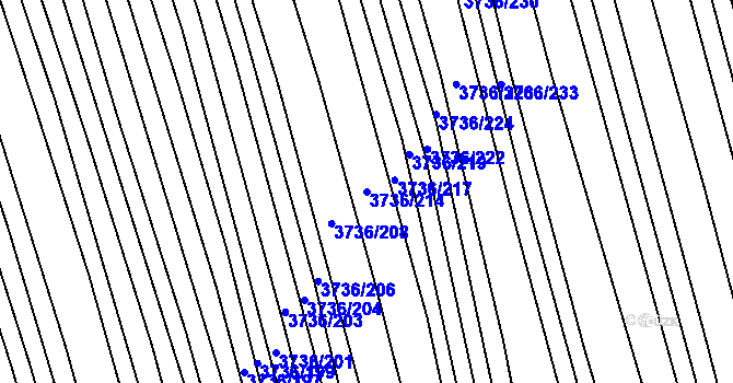 Parcela st. 3736/214 v KÚ Hluk, Katastrální mapa
