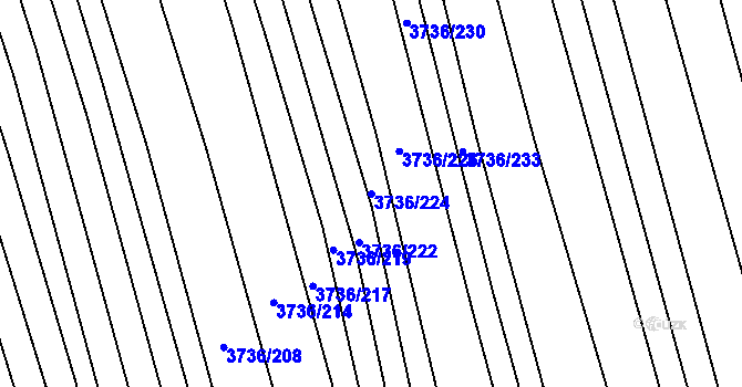 Parcela st. 3736/224 v KÚ Hluk, Katastrální mapa