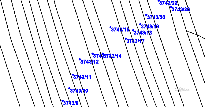 Parcela st. 3743/14 v KÚ Hluk, Katastrální mapa