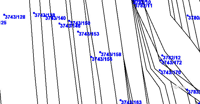 Parcela st. 3743/158 v KÚ Hluk, Katastrální mapa