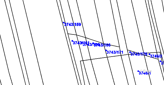 Parcela st. 3743/164 v KÚ Hluk, Katastrální mapa