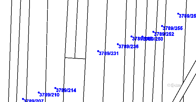 Parcela st. 3789/231 v KÚ Hluk, Katastrální mapa