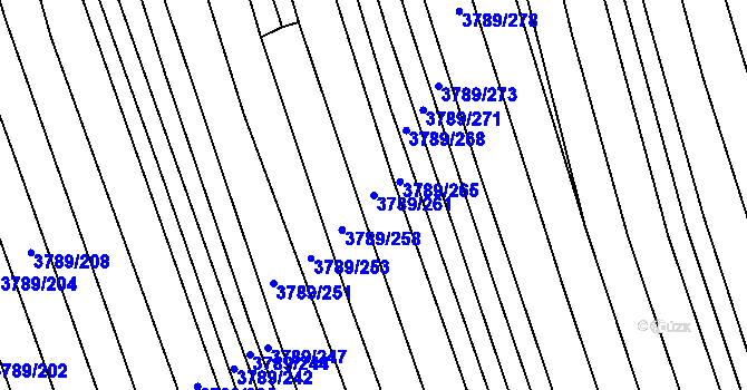 Parcela st. 3789/261 v KÚ Hluk, Katastrální mapa