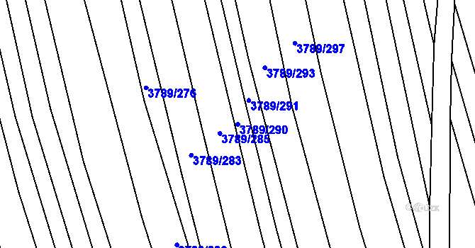 Parcela st. 3789/290 v KÚ Hluk, Katastrální mapa