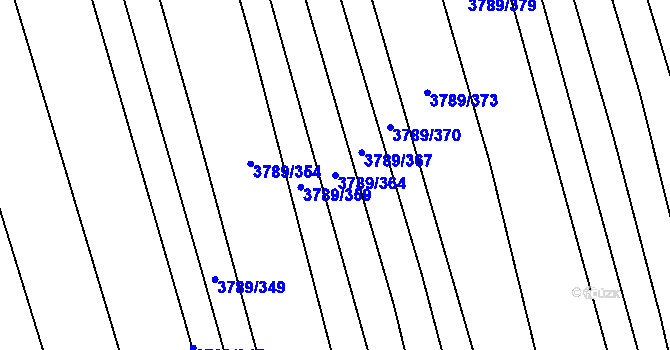 Parcela st. 3789/364 v KÚ Hluk, Katastrální mapa