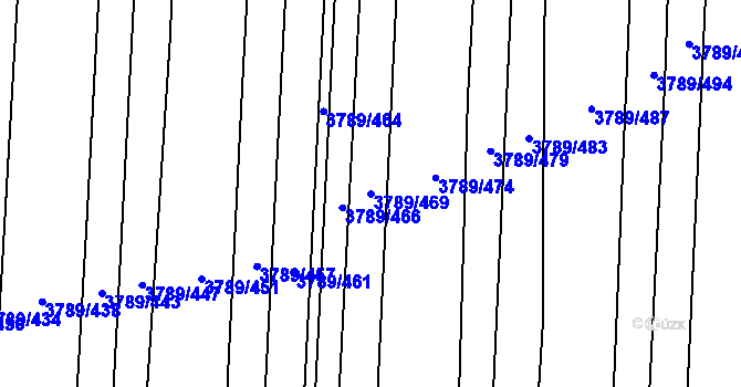 Parcela st. 3789/469 v KÚ Hluk, Katastrální mapa