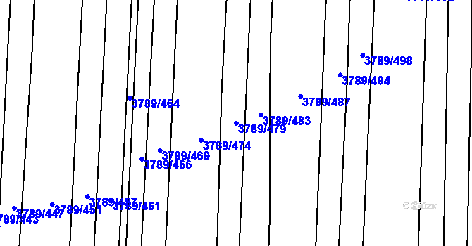 Parcela st. 3789/479 v KÚ Hluk, Katastrální mapa