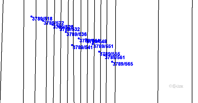 Parcela st. 3789/555 v KÚ Hluk, Katastrální mapa