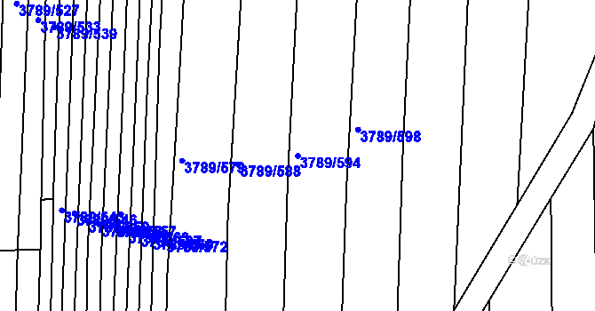 Parcela st. 3789/594 v KÚ Hluk, Katastrální mapa