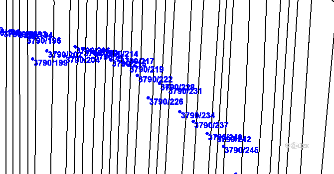 Parcela st. 3790/231 v KÚ Hluk, Katastrální mapa