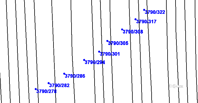 Parcela st. 3790/301 v KÚ Hluk, Katastrální mapa