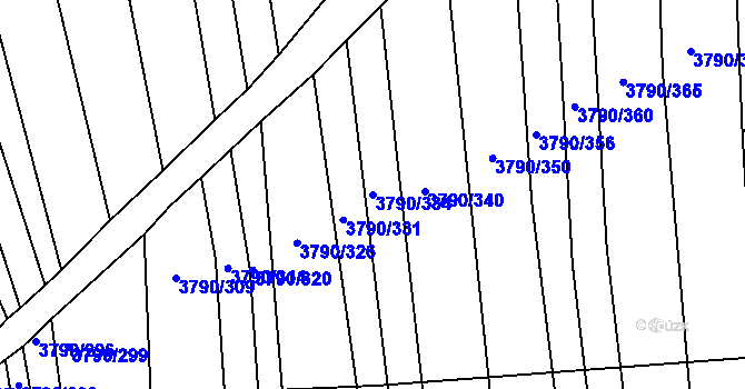 Parcela st. 3790/334 v KÚ Hluk, Katastrální mapa