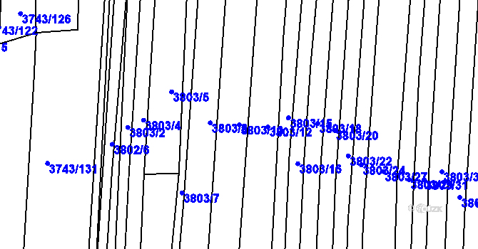 Parcela st. 3803/10 v KÚ Hluk, Katastrální mapa