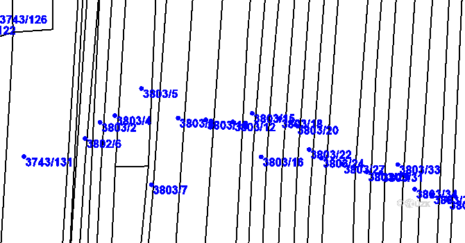 Parcela st. 3803/12 v KÚ Hluk, Katastrální mapa