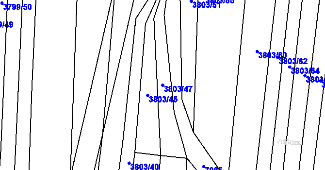Parcela st. 3803/47 v KÚ Hluk, Katastrální mapa