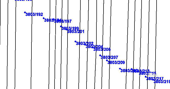 Parcela st. 3803/204 v KÚ Hluk, Katastrální mapa