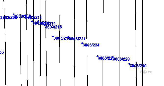 Parcela st. 3803/224 v KÚ Hluk, Katastrální mapa
