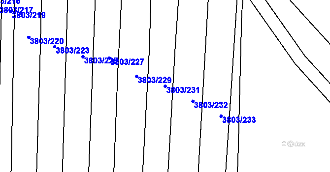 Parcela st. 3803/231 v KÚ Hluk, Katastrální mapa