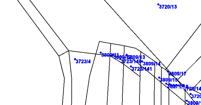 Parcela st. 3809/11 v KÚ Hluk, Katastrální mapa