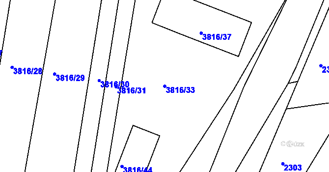 Parcela st. 3816/33 v KÚ Hluk, Katastrální mapa