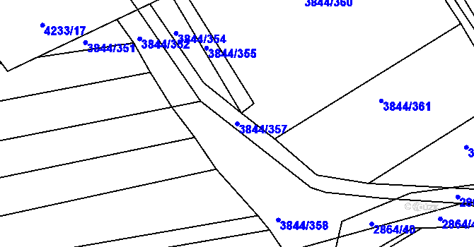 Parcela st. 3844/357 v KÚ Hluk, Katastrální mapa