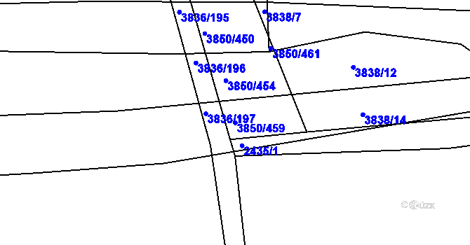 Parcela st. 3850/459 v KÚ Hluk, Katastrální mapa