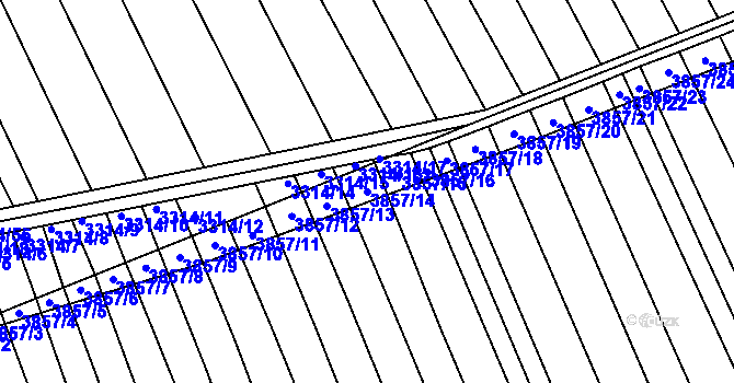 Parcela st. 3857/14 v KÚ Hluk, Katastrální mapa