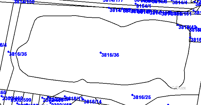 Parcela st. 3816/36 v KÚ Hluk, Katastrální mapa