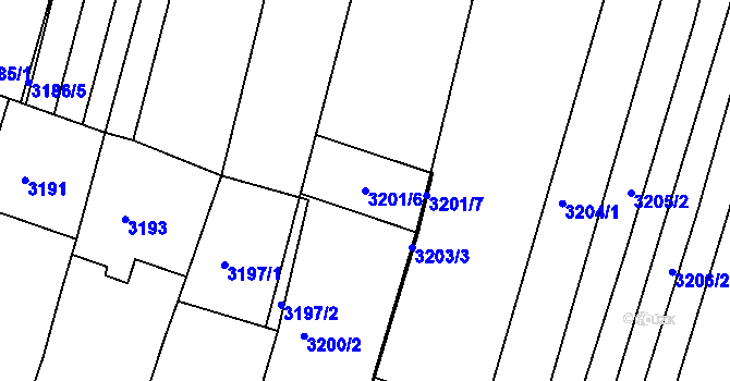 Parcela st. 3201/6 v KÚ Hluk, Katastrální mapa