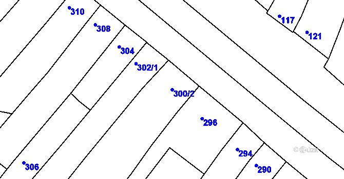 Parcela st. 300/2 v KÚ Hluk, Katastrální mapa